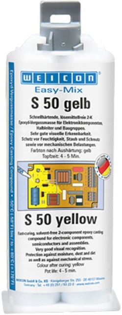 WEICON Easy-Mix S 50 gelb, Epoxid-Vergussmasse, 50 ml, gelb (10651050)