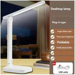 Combo Retail Shop Foldable Eye Protection Desk Lamp, Three Speed Dimming, USB Charging & Plug In, Ideal For Learning And Working plug In Model