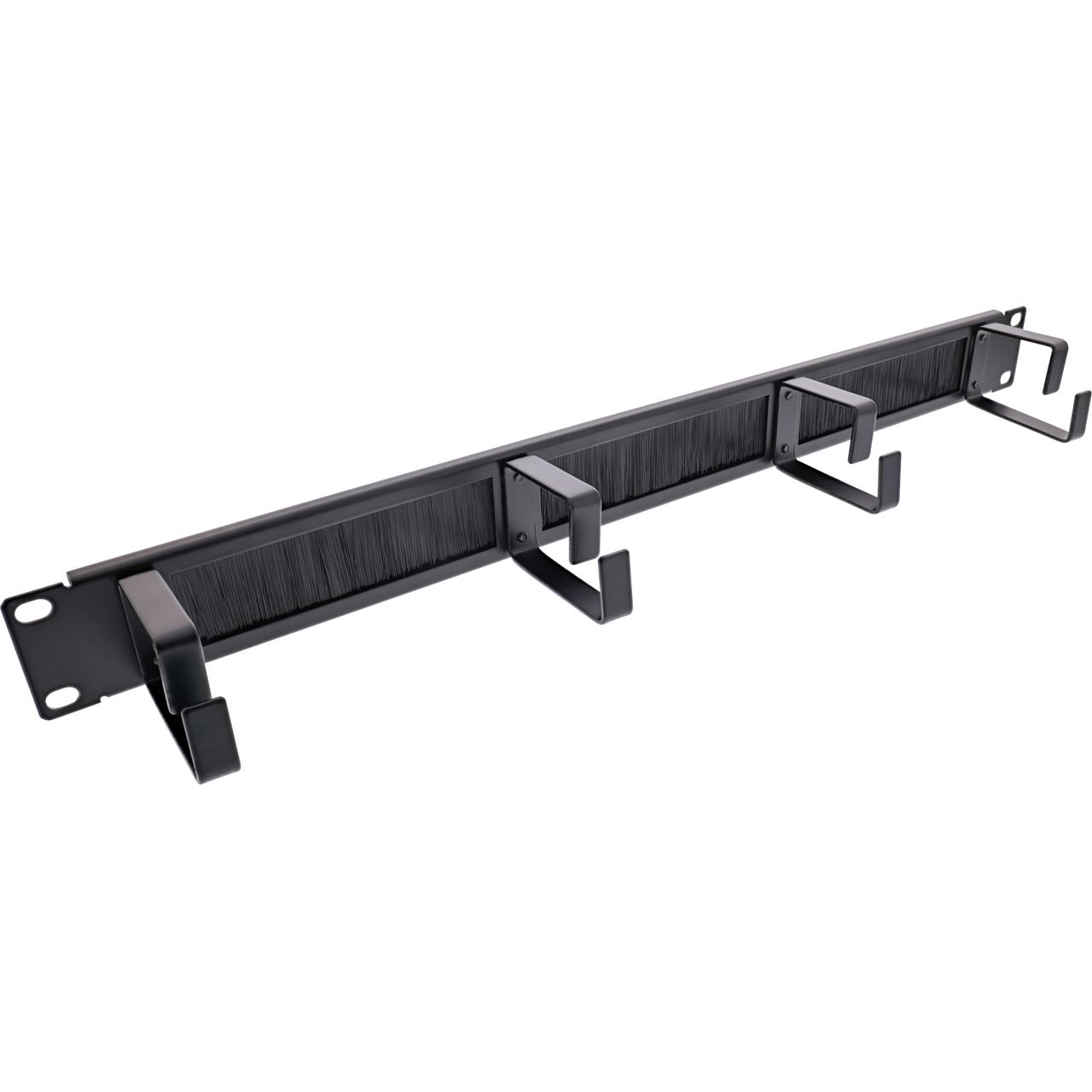 InLine 19" Kabel Durchführungsplatte mit Bürste, 1HE, RAL 9005 schwarz