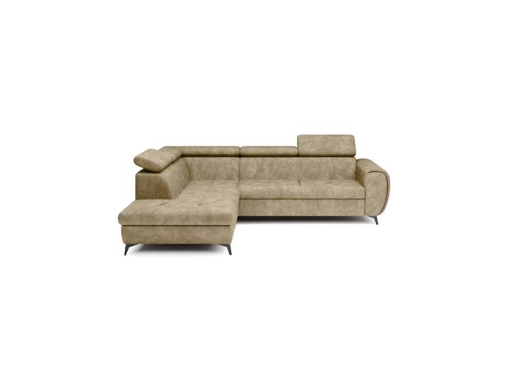 ECKSOFA MAGIA L-S Beige Plüsch-Stoff mit Schlaffunktion