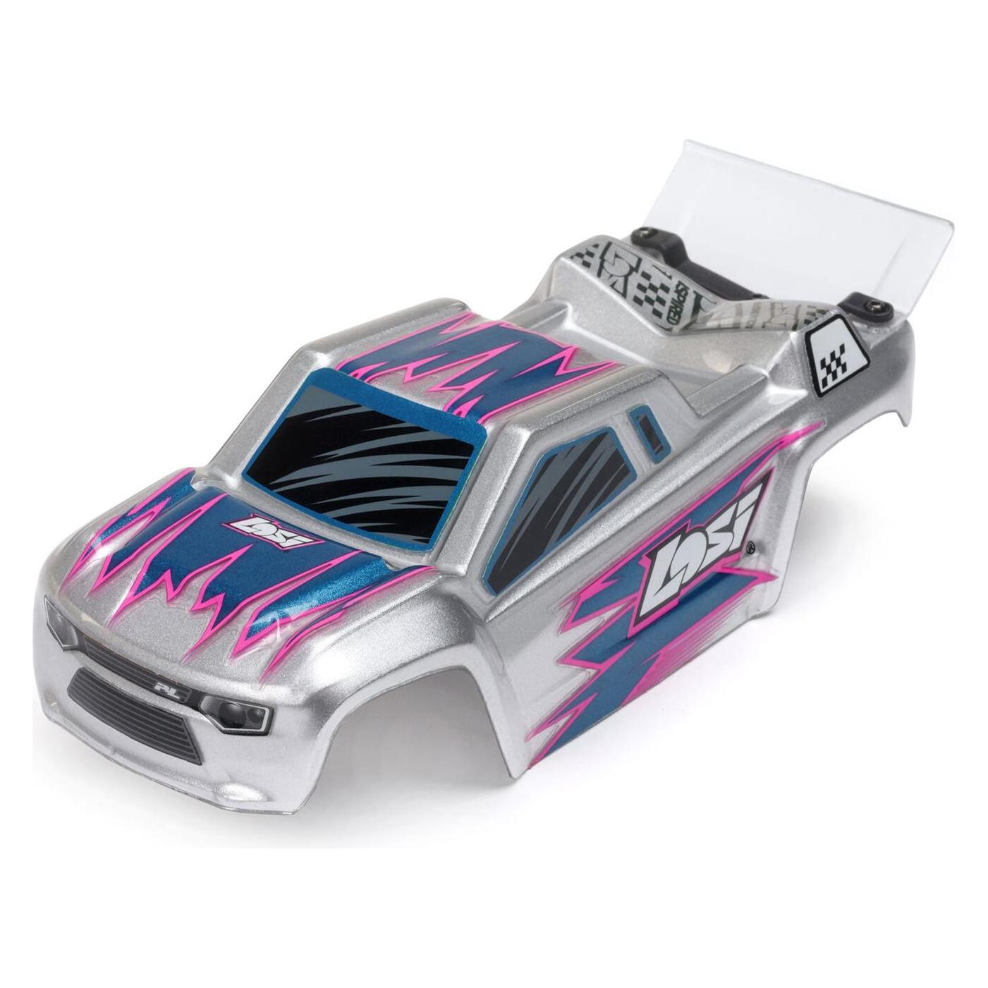 Losi Micro-T 2S 1/28 2WD RTR Stadium Truck (Akku & Ladegerät enthalten), Silber (RTR Ready-to-Run) (LOS-1392T2)