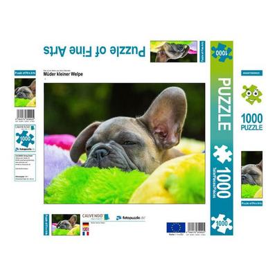 CALVENDO Puzzle Müder kleiner Welpe | 1000 Teile Lege-Größe 64x48cm Foto-Puzzle für glückliche Stunden