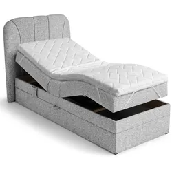 BOXSPRINGBETT Romeo, Einzelbett mit elektrischer Matratzenverstellung, 90x200 cm, Hellgrau