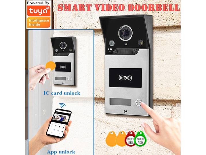 Sonnette vidéo intelligente Tuya, Wi-Fi, sans fil, caméra HD 1080p, système d'interphone vidéo, extérieur, RFID, TF, détection de mouvement