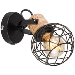 Spotstrahler Wandleuchte beweglich Holz Geflecht Design braun schwarz B 12 cm