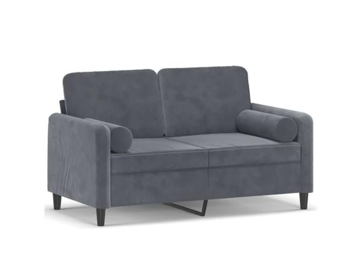 Makastle 2 Sitzer Sofa Couch mit Zierkissen Dunkelgrau 120 cm Samt
