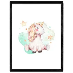 POSTER Kinder Tiere Einhorn A4 Rahmenlos