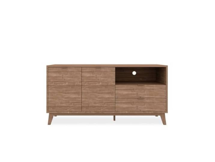 Meuble TV 2 portes, 2 tiroirs et 1 niche décor bois L140 cm - BUDAPEST