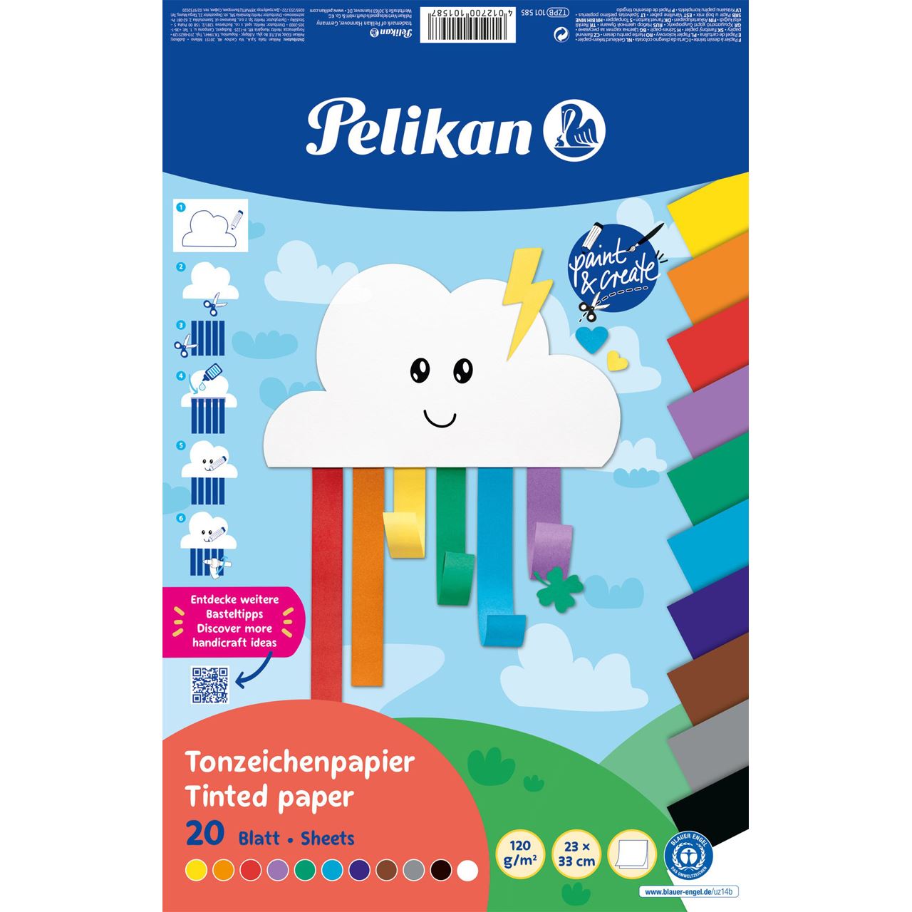 Pelikan Tonpapier Block TZPB, 20 Blatt, 23x33cm, Rainbow