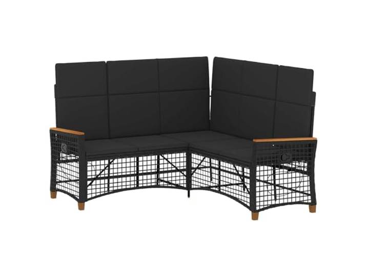ZQQLVOO Garten Liegesofa Set 5-Sitzanzahl Schwarz Polyrattan und Stahl Verstellbare Rückenlehnen, Reißverschluss-Kissen, Schaumstofffüllung, wetterbeständig, Terrassen und Gärten