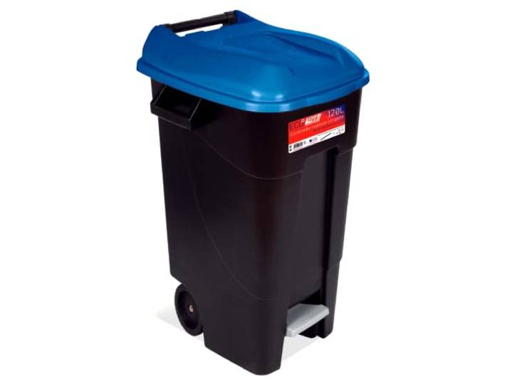 TAYG Mülleimer mit Pedal und Rollen, 120 l, Blau