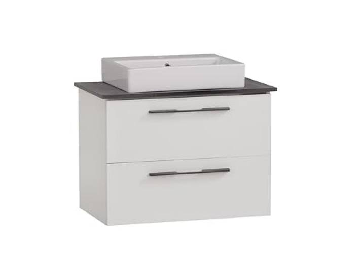 Schildmeyer Waschtisch Maxim 701861, eckiges Aufsatzbecken, weiß matt/Marmor Optik