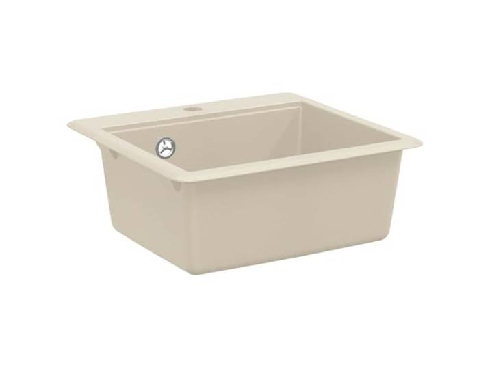 Granit Küchenspülbecken, Beige, 470 x 440 mm, Eckig Hitzeresistent, Kratzfest, Pflegeleicht, Modernes Design