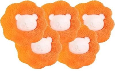 Inspired Living PetFur Laundry Catcher Reusable Pet Hair Remover For Washing Machines orange 5pc