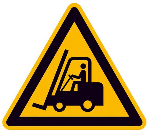 Warnschild Flurförderfahrzeuge Folie selbstklebend 315mm ISO 7010 1St.