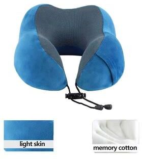 Inspired Finds U Shaped Memory Foam Travel Neck Pillow Soft Cervical Support Airplane Pillow blue