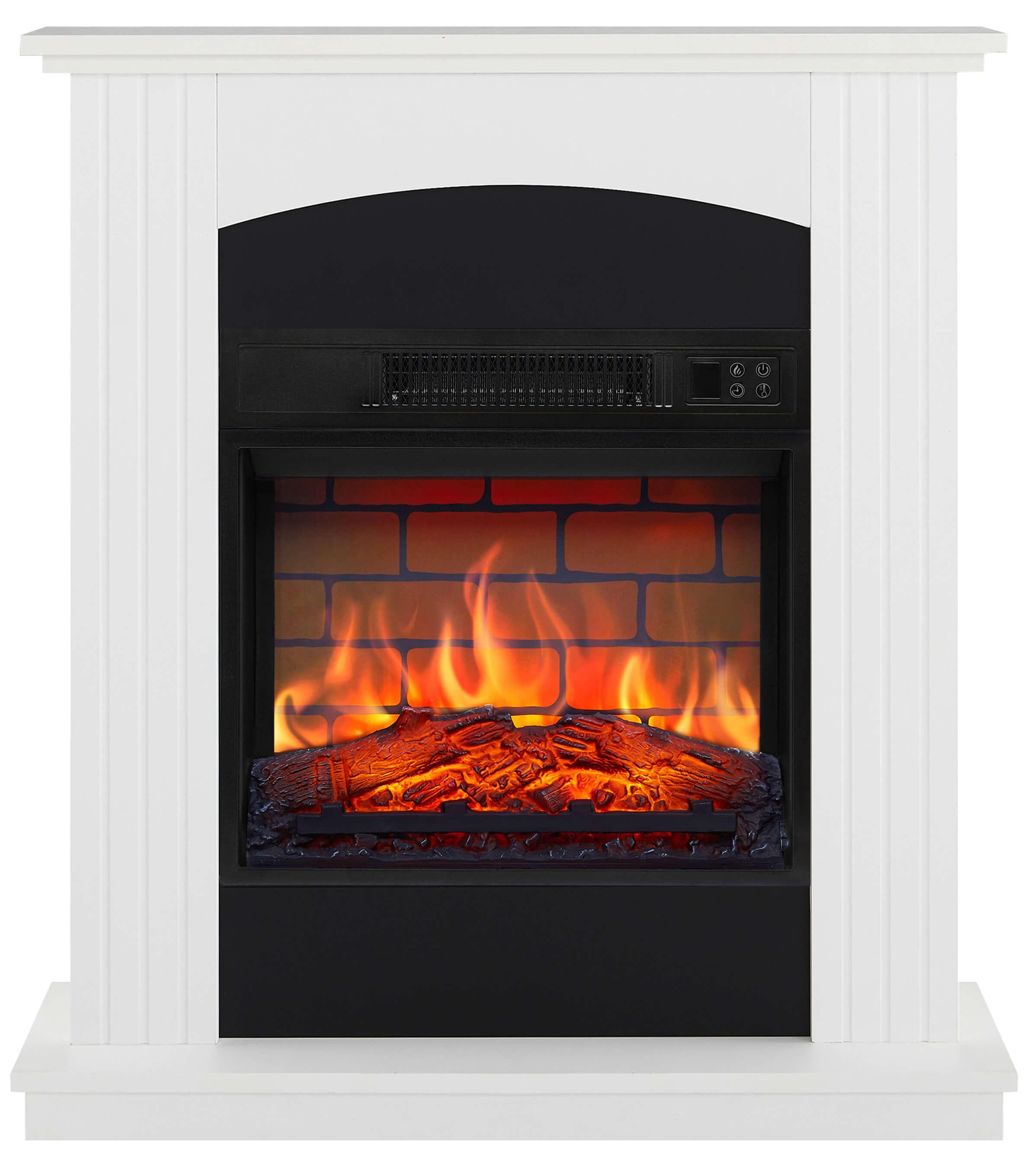 Elektrokamin ArtiFlame Collins AF18B Weiß - freistehender Kamin mit LED-Flamme, 1,8 kW Heizung, bis 30 m², MDF Kaminumrandung