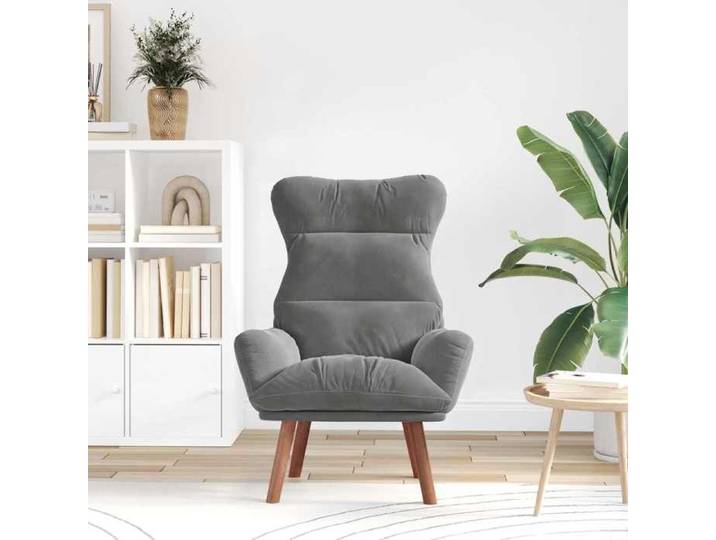 Gris Chaise confortable LEMON fauteuil Gris foncé Velours Pour maison/bureau_19869