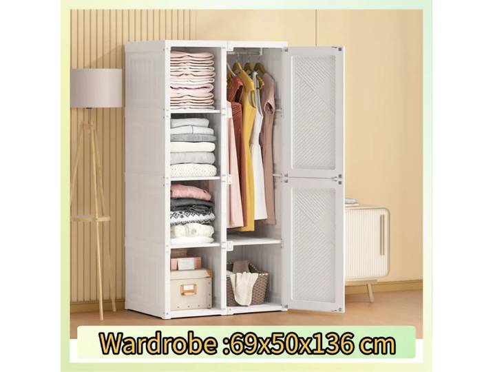 Armoire pliante Creahappy, armoire 69x50x136 cm, armoire pliante multifonctionnelle avec portes magnétiques
