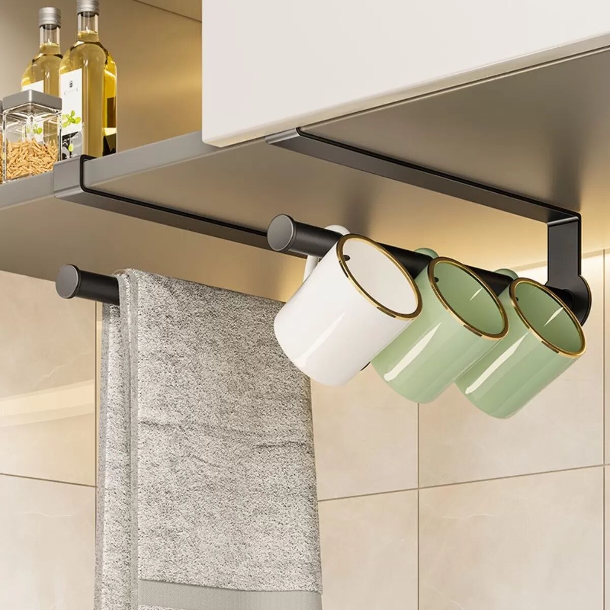 INF Raum Aluminium Papierhandtuch-/Frischhaltefolien-/Lappenhalter - Küchenrollenhalter ohne Bohren