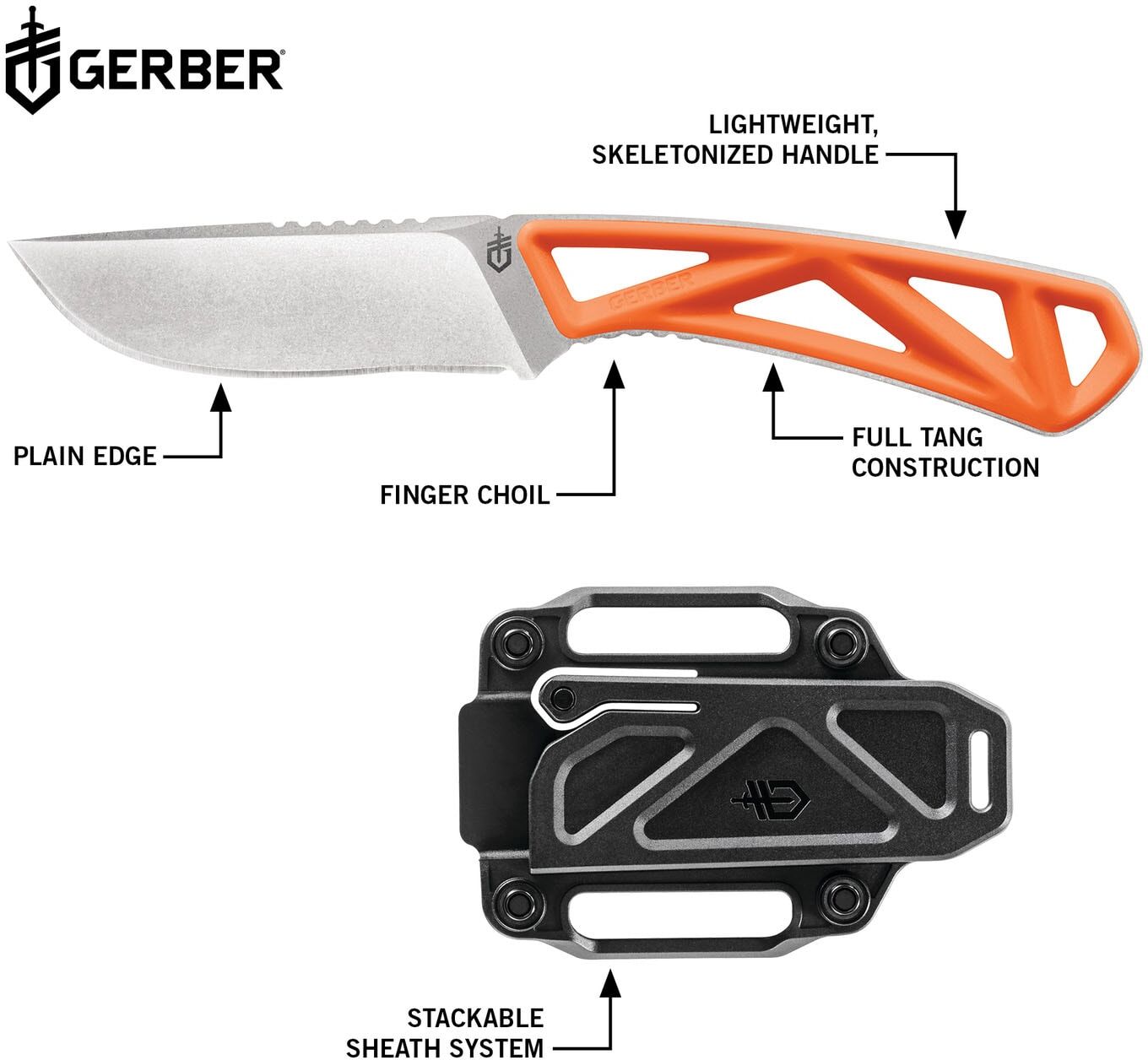 Gerber Slidkniv Exo Mod Fixed Drop Point FE, orange