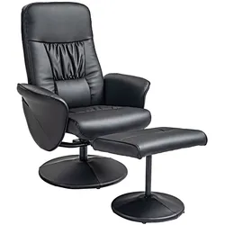 HOMCOM Relaxsessel mit Hocker, Fernsehsessel TV Sessel mit Liegefunktion Schwarz