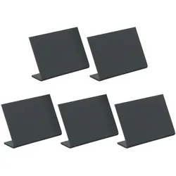Securit® 5er-Set Tischtafeln A8 - Schwarz - L-Form - Vorderseite matt, Rückseite glänzend