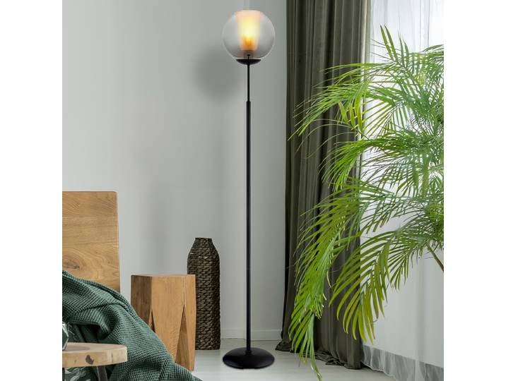 Lampadaire Barry - Type B Ø 25cm Transparent/Noir Tissu mélangé LED E27