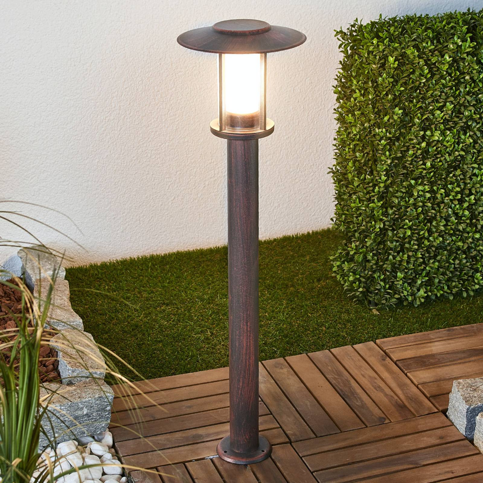 Lindby Solar LED Tuinpadverlichting - Bruin - Rustieke Buitenlamp van Roestvrij Staal