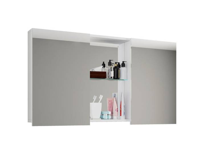 Mid.you Spiegelschrank, Weiss, Holzwerkstoff, 112x59x12 cm, Badezimmer, Badmöbelsets & -serien, Badmöbelserien
