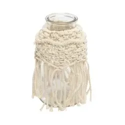 Deko-Flasche Ø 8 cm Glas Beige Creme S (Small)