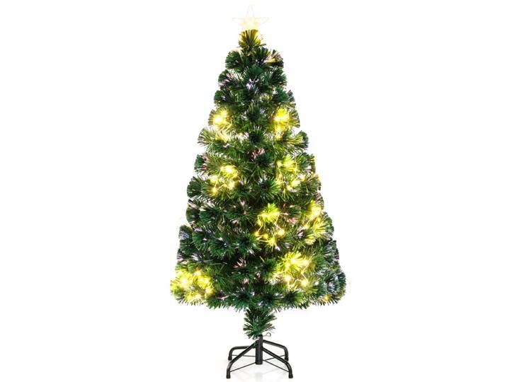 120 cm Glasvezel Kerstboom Kunstkerstboom met Vooraf Geïnstalleerde Lampen