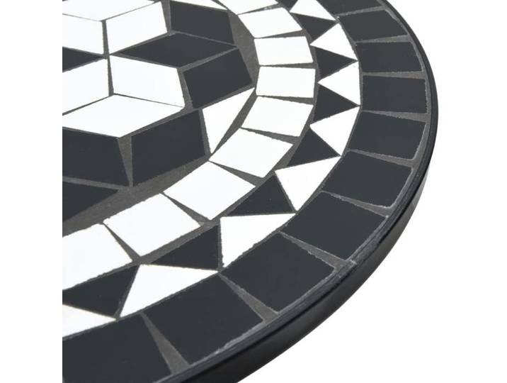 Table Balcon/Terrasse Noir - Magnifique Table de bistro élégante - VENDUE SEULE - mosaïque noir et blanc Ø50x70cm céramique -t587946
