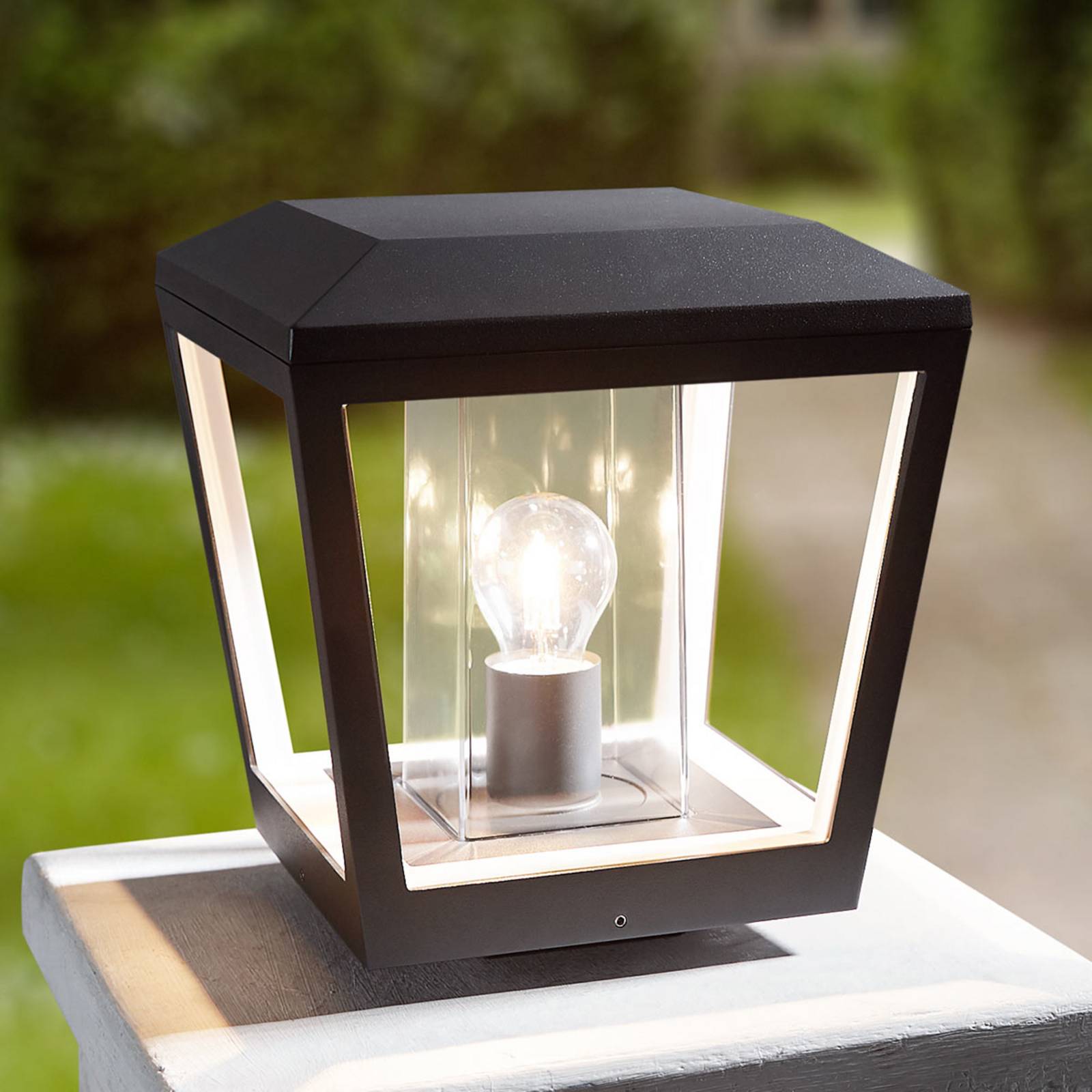 Sockelleuchte aussen Dunia Lucande, dimmbar, schwarz, Aluminium, Modern, Außenleuchte