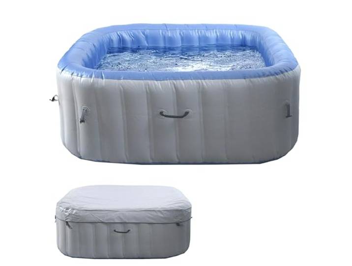 Mendler Whirlpool HWC-N97, Ersatz-Pool 5 Personen, In-/Outdoor aufblasbar PVC laminiert, eckig 180cm, grau-blau