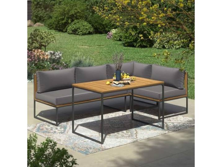 OUTLIV. Gartenmöbel-Set, 213x70x69cm, mit Kissen, Schwarz/Grau