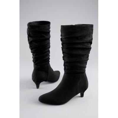 Stiefel ANISTON SHOES, Damen, Gr. 42, wärmend, schwarz, Textil, Veloursleder, Schuhe Stiefel, mit Raffungen am slouchy Schaft