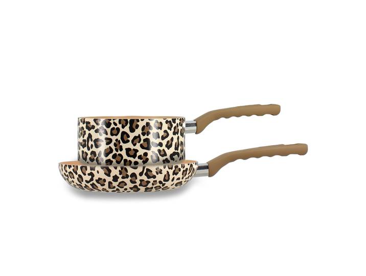 Set de Cuisson Poêle 24 cm et Casserole 18 cm Léopard MENASTYL