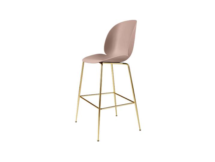 GUBI Beetle Barhocker hoch Sweet pink, Messinggestell