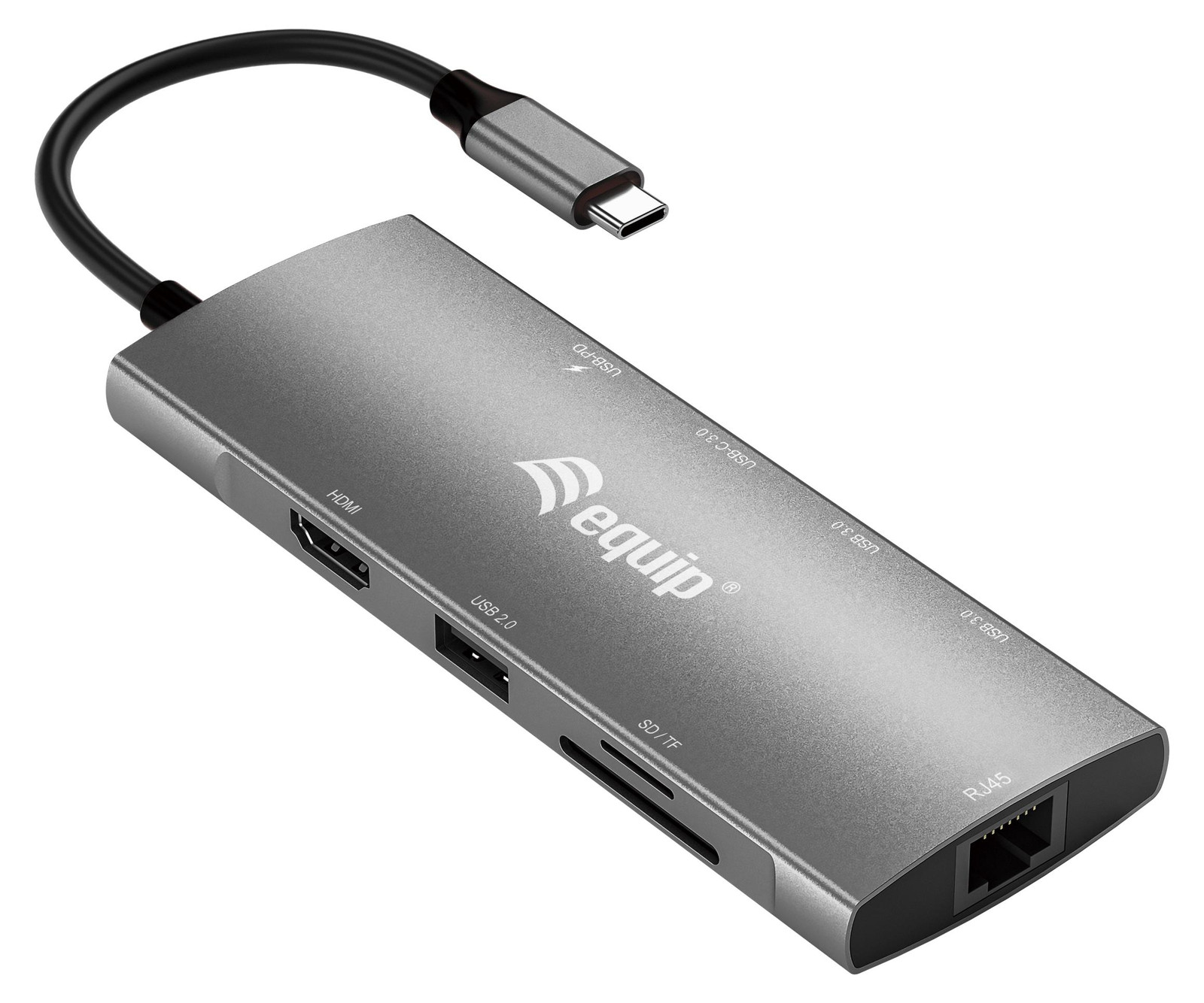 Equip 133490 Dockingstation met USB-C naar HDMI, GbE en 3x USB 3.0, Siliconen, 0.25m
