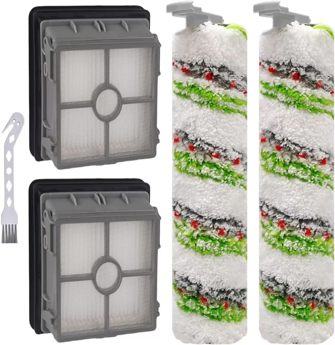 INF Ersatzteil-Set für Saugroboter, kompatibel mit Bissell CrossWave X7 - 2 Walzenbürsten & 2 HEPA-Filter