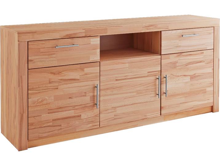 Sideboard VOGL MÖBELFABRIK Toronto , beige (kernbuche teilmassiv, 2 schubladen), B:182cm H:82cm T:42cm, Holz teilmassiv, Melamin, Sideboards, Sideboard
