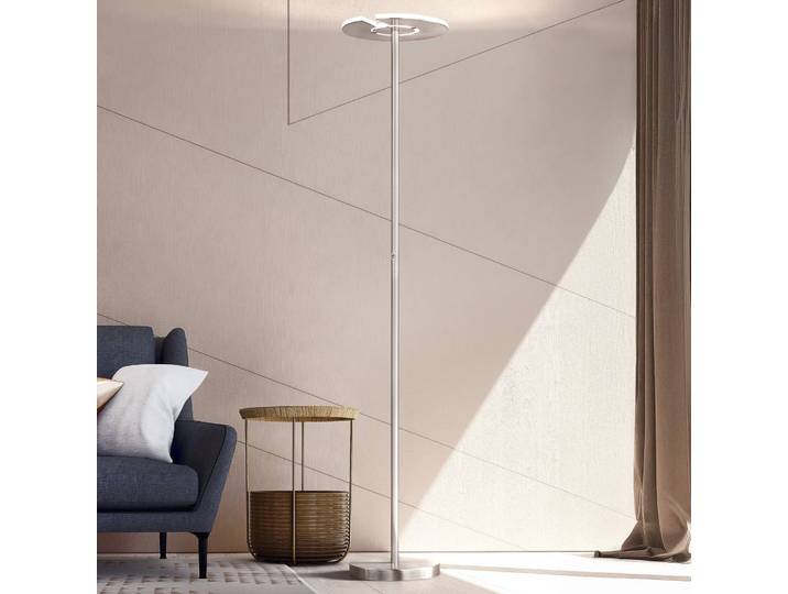 FISCHER & HONSEL LED Deckenfluter Dent, dimmbar, alu / grau / zink, für Wohn- / Esszimmer, Metall, Modern, LED Stehlampe