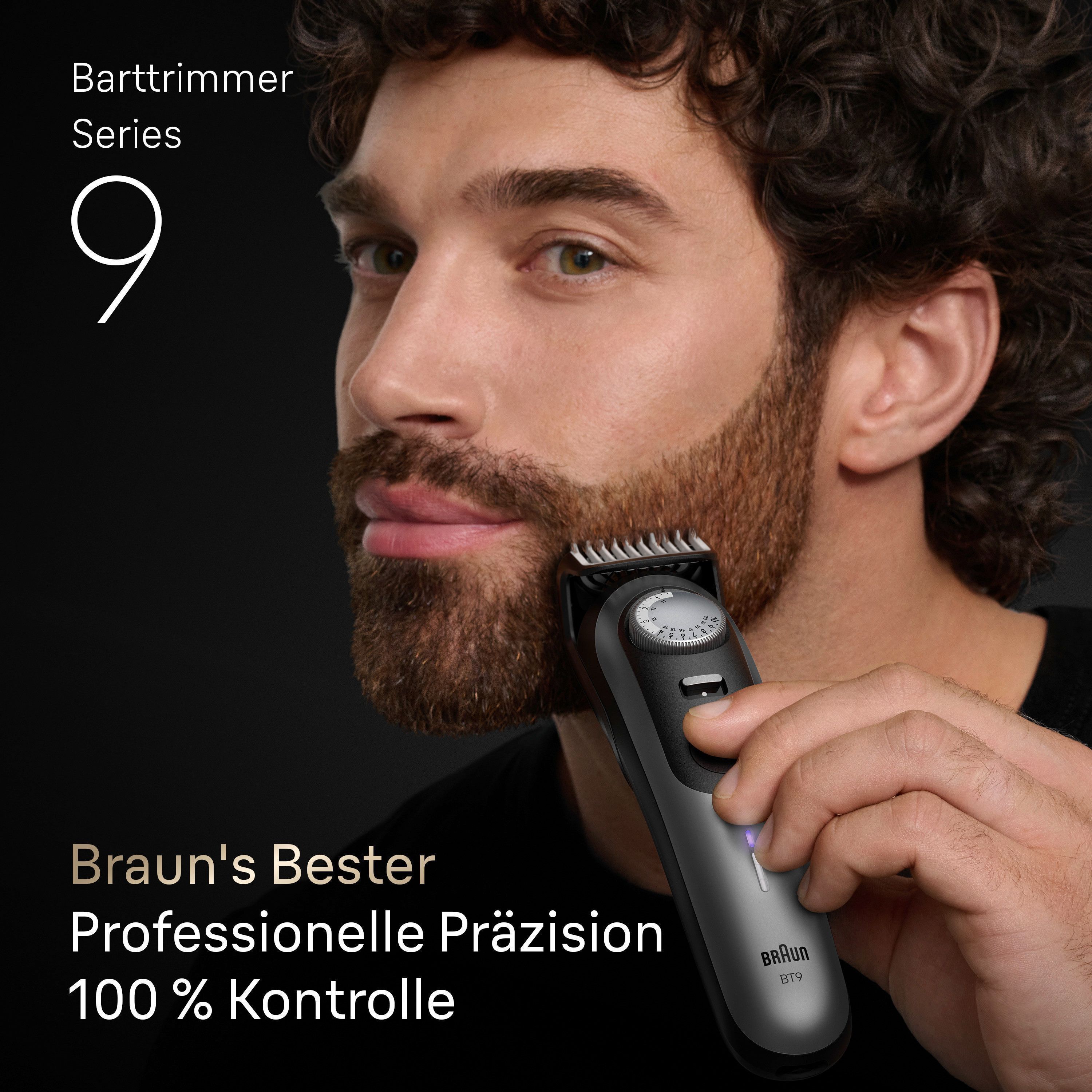 Haarschneider BRAUN "Series 9 BT9520 ARF1", grau (chrom), HaarschneiderB:16cm H:25,2cm T:8cm, Haarschneider, 7 Barber Tools, Power Boost, 180 Min Akku, 52 Längen, Wasserdicht, B:16cm H:25,2cm T:8cm chrom Einheitsgröße