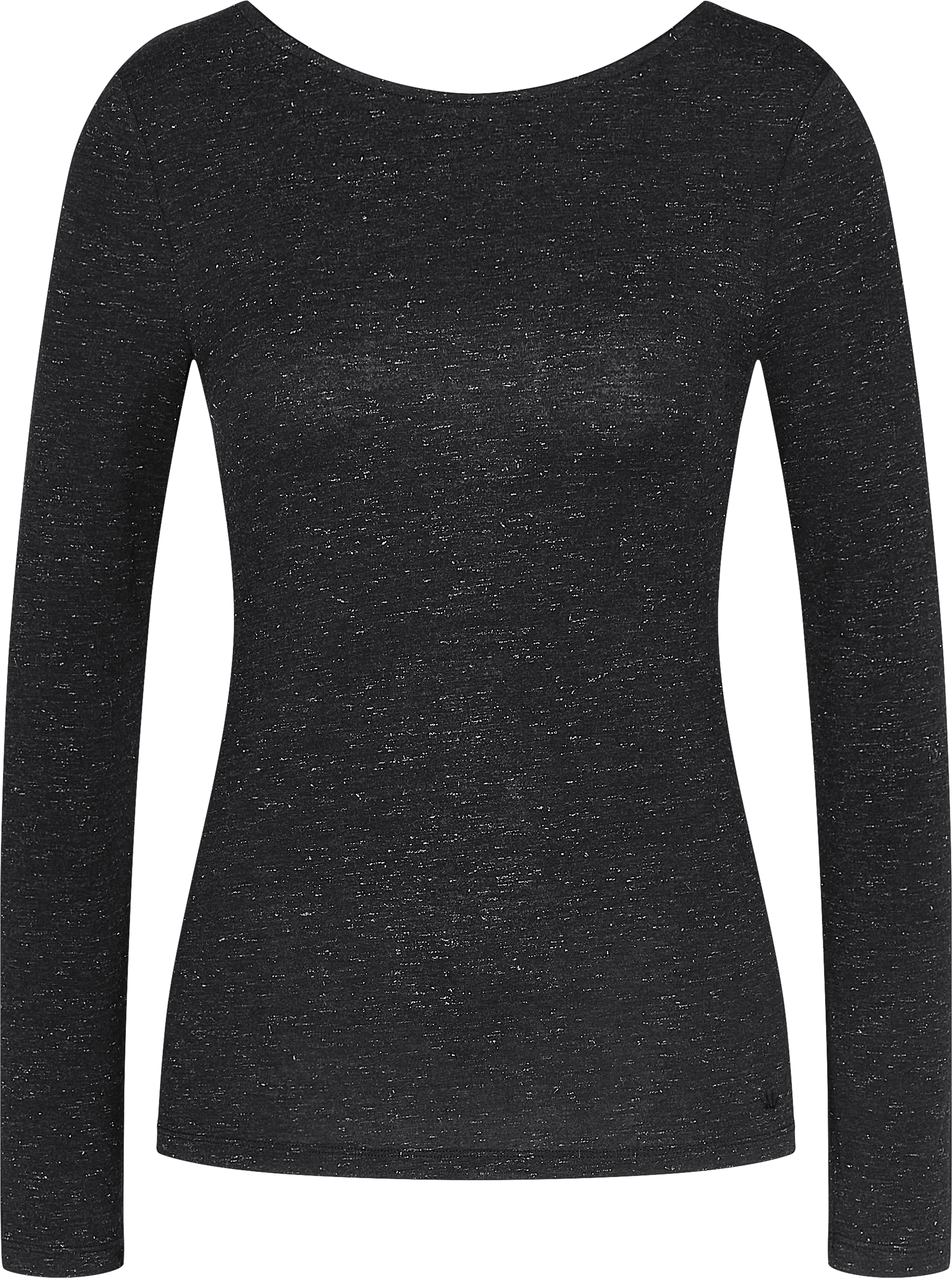 Langarmshirt TRIUMPH "Beauty Layers Top LSL Lurex", Damen, Gr. M, schwarz, Single Jersey, Obermaterial: 93% Modal, 5% Elasthan, 2% metallisierte Faser (LUREX), Shirts Langarmshirt, Lurex-Schimmer