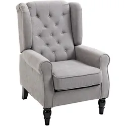 MODFU Relaxsessel Ohrensessel 74x86x102, Grau, Stilvolles Design mit robusten Holzfüßen, Komfortabel und langlebig