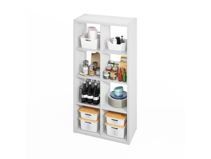 Furinno HERMITE Kücheninsel, 8-Würfel Kaffeebar, extra Dickes Küchenspeicherregal, Bäckerregal, für Vorratsorganizer und Aufbewahrung, Küchenorganisation, Weiß