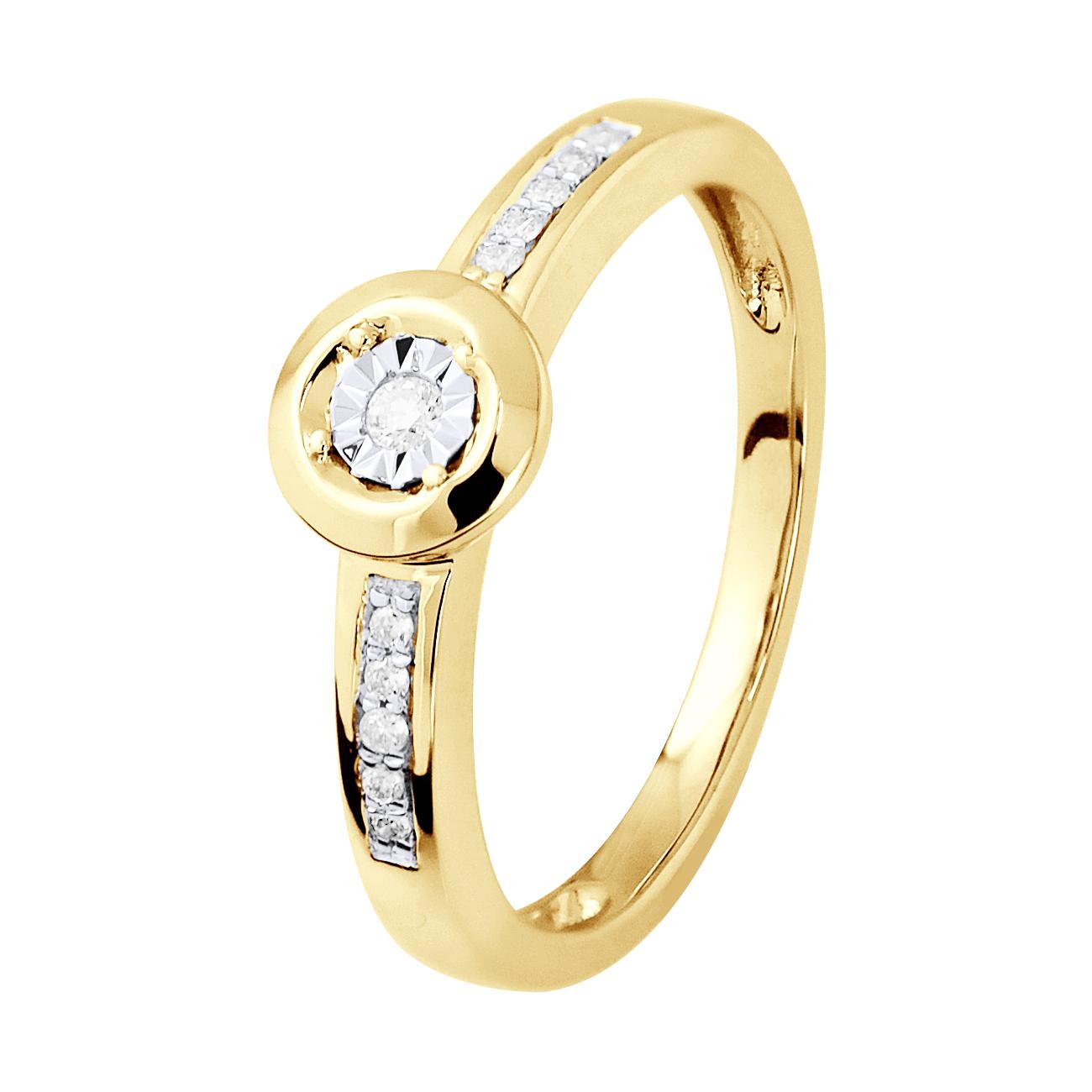 Diamond Solitaire ondersteund 0070 Cts Illusion 1 Ct geel goud