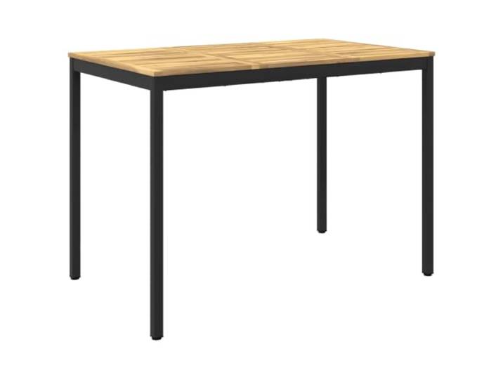 HGPOTUY Gartenbar-Tisch Weiß und Schwarz 147 x 88,5 x 105 cm Massives Akazienholz, Stahlbeine, duale Nutzung als Bar- und Esstisch, natürliche Holzmaserung, pflegeleicht