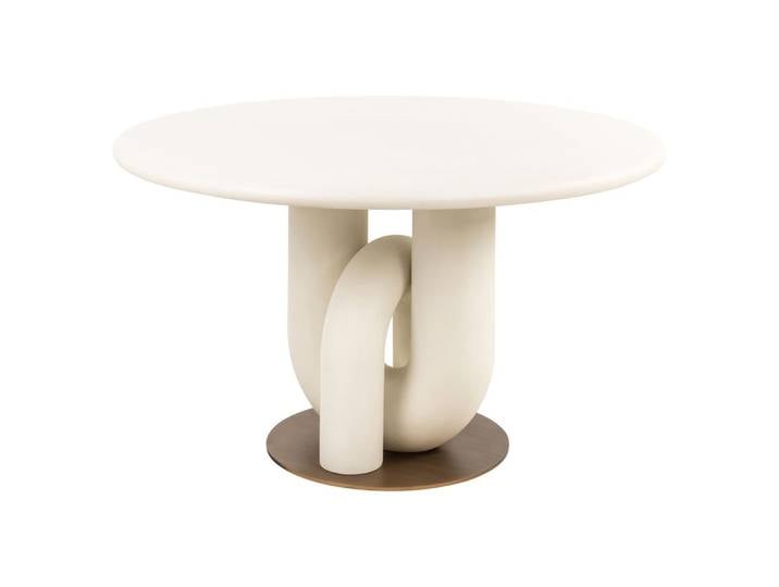 Esstisch Winslow Ø135 cm White – Runde Tischplatte, Metallgestell